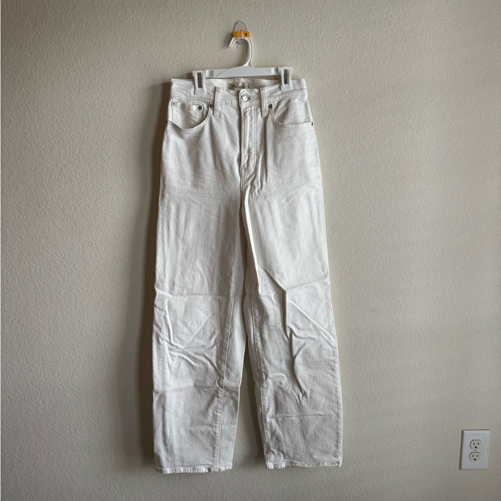 Madewell Wide Leg Cropped White Denim Jeans